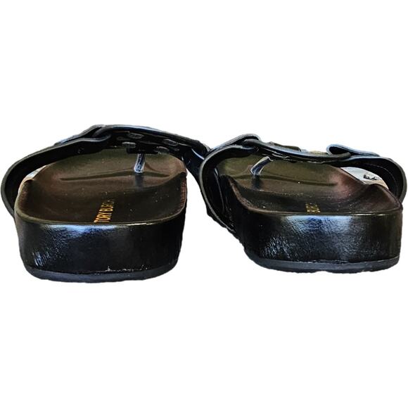 Tory Burch Black Nappa Leather Miller's Cloud Flip Flops Sandals Modern Prep 10 - Picture 8 of 11